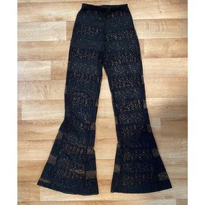 PrettyLittleThing Black Lace Flared Pants Size 0